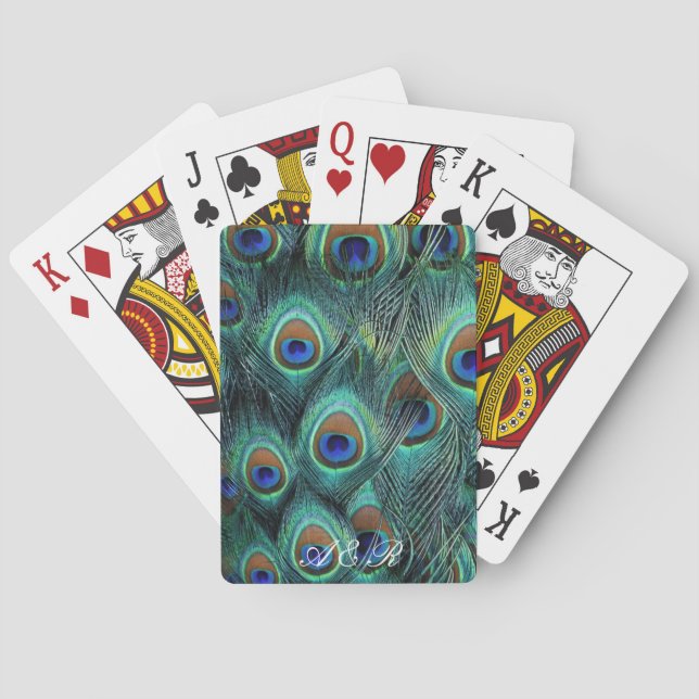 Cartes de jeu initiales personnalisées de plume de (dos)