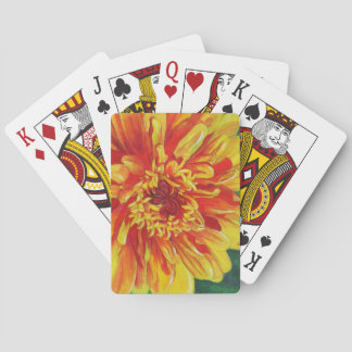 Cartes de jeu jaunes de dahlia