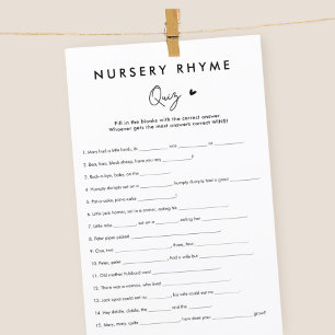 Cartes de jeu minimalistes pour rime de Baby showe
