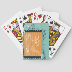 Cartes de jeu musicales vertes et oranges de