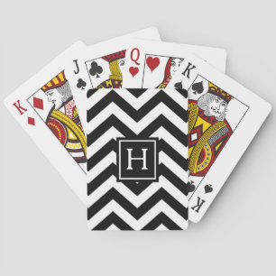 Cartes de jeu noires et blanches de monogramme de