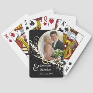 Cartes de jeu noires et blanches vintages de photo