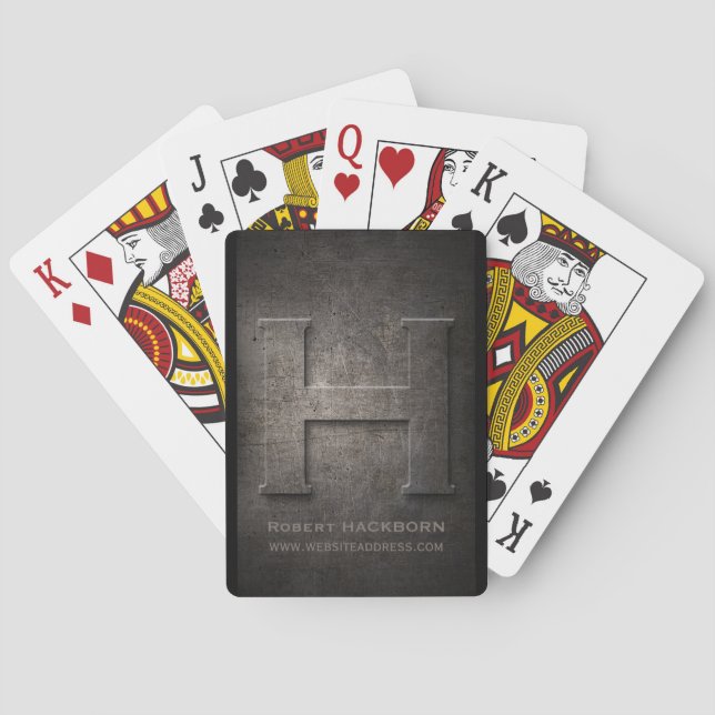 Cartes de jeu personnalisables en métal noir H Mon (dos)