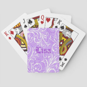 Cartes de jeu personnalisées violettes ornementale