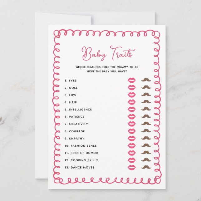 Cartes de jeu pour bébés Baby showers roses dessin (Devant)