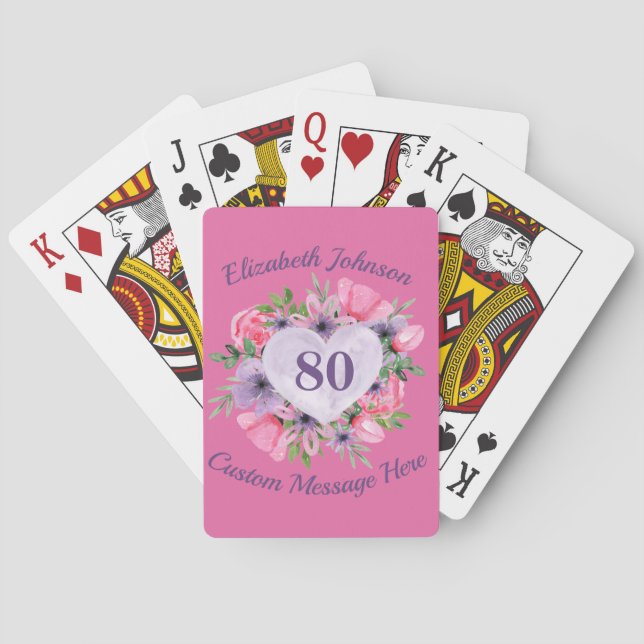 Cartes de jeu rose 80e anniversaire (dos)