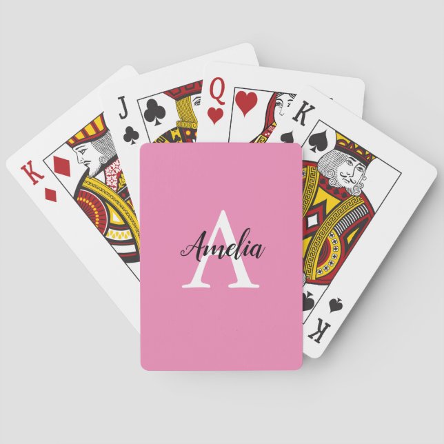 Cartes de jeu rose monogramme (dos)