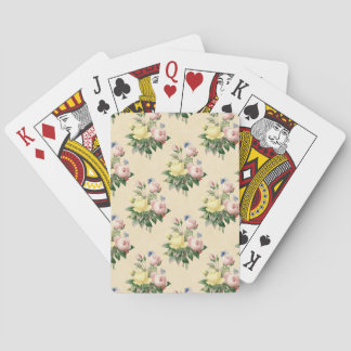 Cartes de jeu roses de motif de fleur de cru