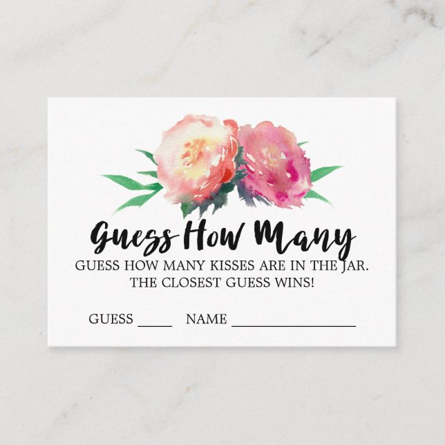Cartes de jeu Rustic Flower Guess How Many Kisses (Devant)