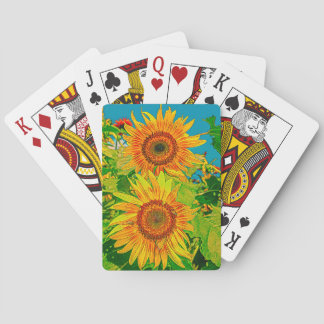 Cartes de jeu sur le terrain de tournesol
