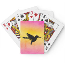 Cartes de jeu texturisées de colibri d'aquarelle
