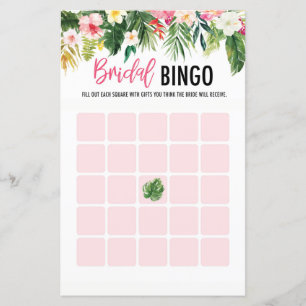 Cartes de jeu Tropical Fête des mariées Bingo