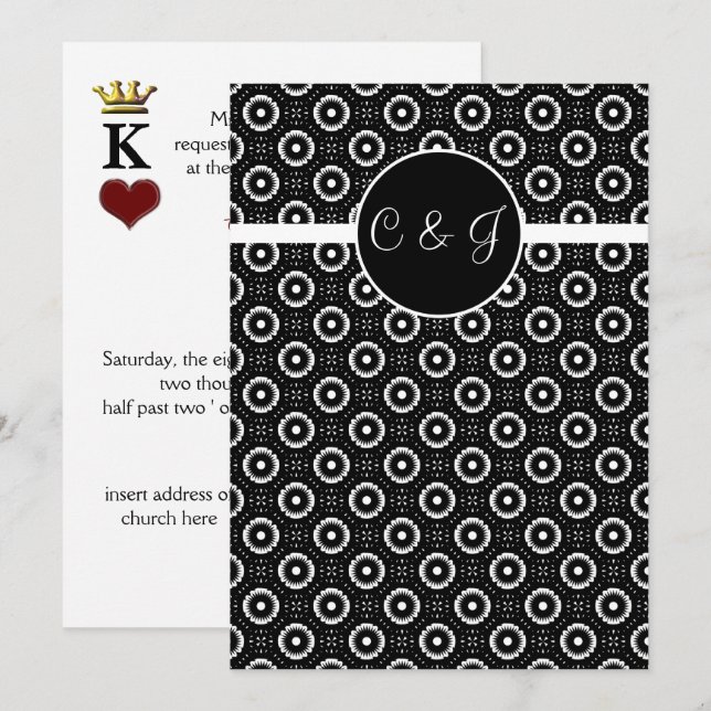 cartes de jeu, vegas mariage monogramme Invitation (Devant / Derrière)