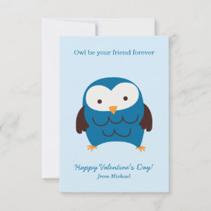 Cartes de Jour de la Chouette Bleue Cute Enfants V