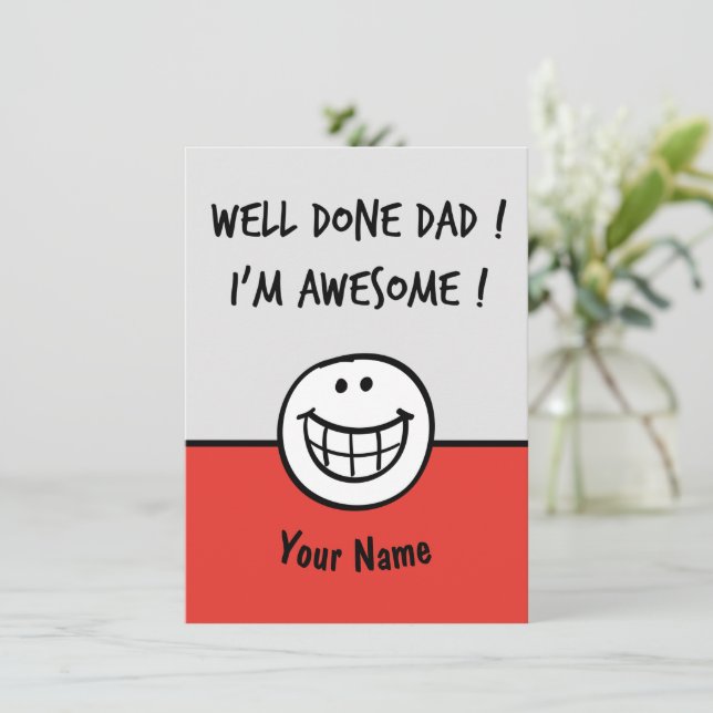 Cartes de jour pour pères amusantes Plaisanter (Debout devant)