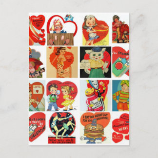 Cartes de jour valentines vintages rétro rouge bla