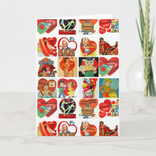 Cartes de jour valentines vintages rétro rouge bla