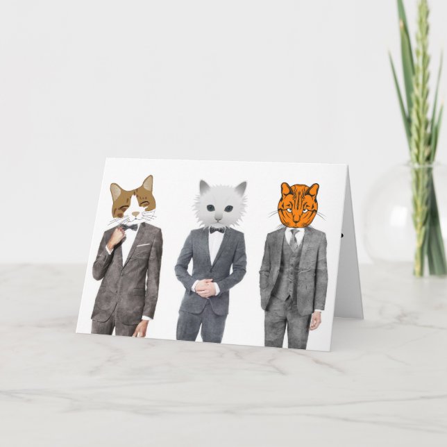 CARTES DE JOURNÉE DE PÈRE CHAT AMUSANT, CHATS EN C (Devant)