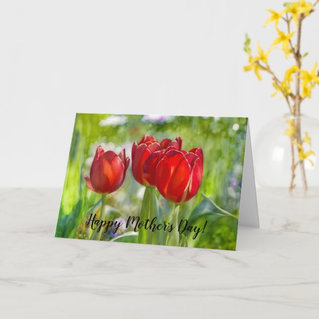 Cartes de la Fête des Mères Tulipes Rouges Art (Fleur jaune)
