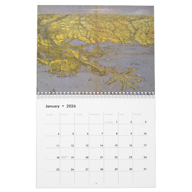 Cartes de la Louisiane et calendrier de (Jan 2026)