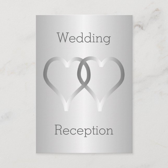 Cartes de la réception de mariage Coeurs d'argent (Devant)