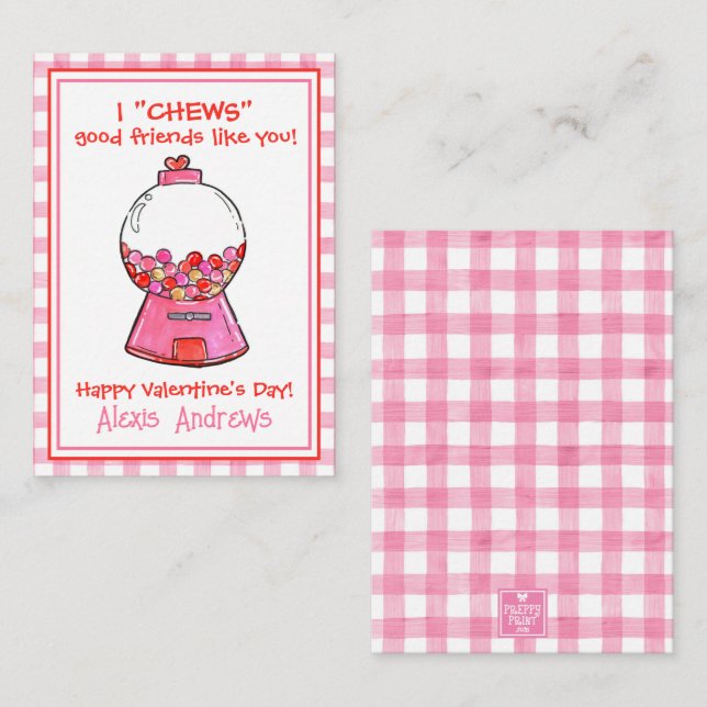 Cartes de la Saint-Valentin de bonbons roses à car (Devant / Derrière)