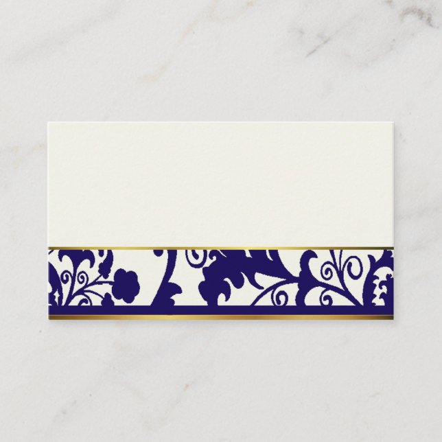 Cartes de lieu bleu marine et crème (Devant)