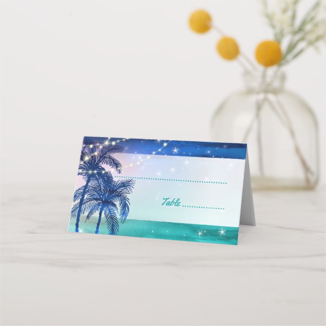 Cartes de lieu de mariage de plage tropicale | Pal (Devant)