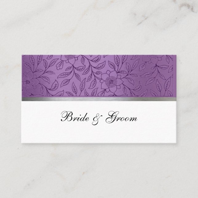 Cartes de lieu en métal mauve et argenté (Devant)