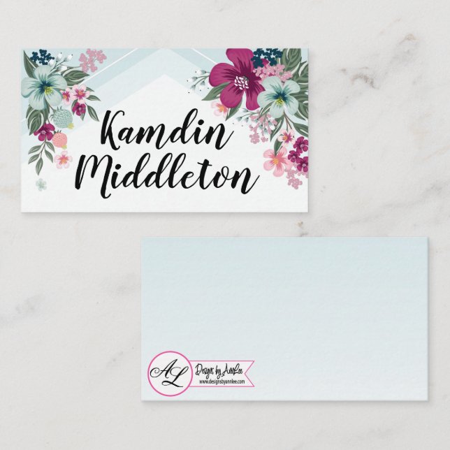 Cartes de lieu personnalisées Fleurs tropicales en (Devant / Derrière)