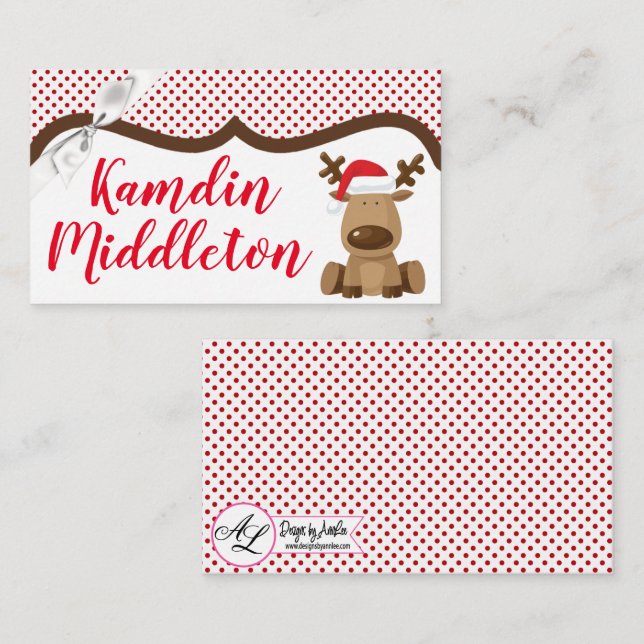 Cartes de lieu personnalisées Reindeer Noël XMAS P (Devant / Derrière)