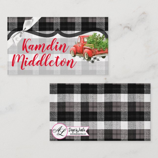 Cartes de lieu personnalisées XMAS Camion Noël Buf (Devant / Derrière)