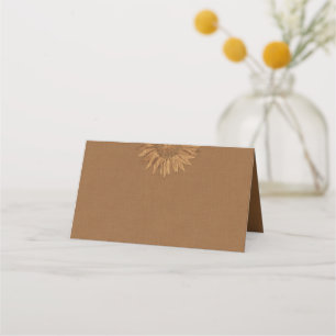 Cartes de lieu pliées de tournesol d'automne