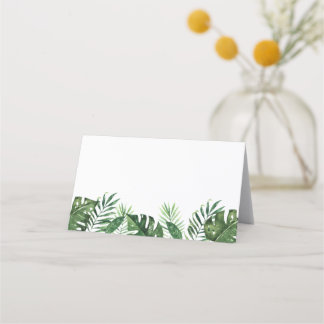 Cartes de lieu pliées en feuille de palme tropical