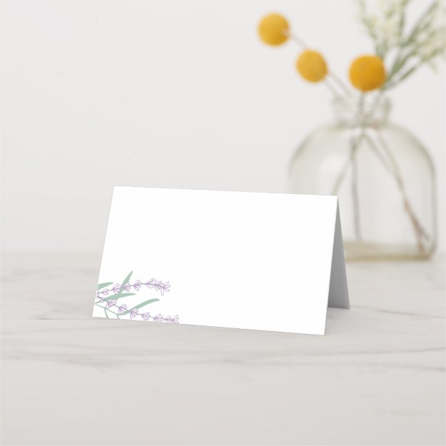 Cartes de lieu pliées florales de lavande (Devant)