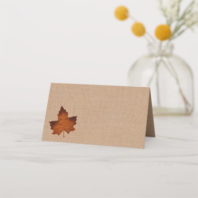 Cartes de lieu pliées Orange Burlap (Dos)