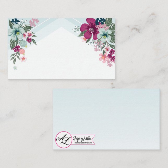 Cartes de lieu vierges Fleurs tropicales sur Ombre (Devant / Derrière)