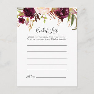 Cartes de liste colorées florales Boho Rustique