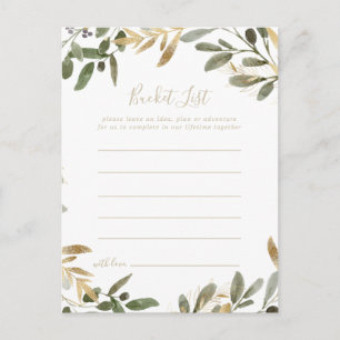 Cartes de liste des seaux d'automne Gold Greenery