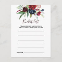 Cartes de liste florale de la marine de Bourgogne