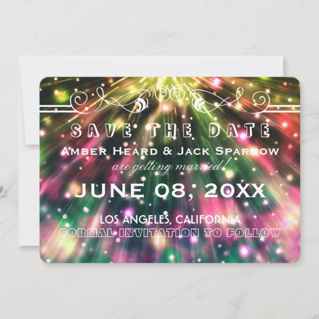 Cartes de mariage à feu d'artifice brillant Enregi (Devant)