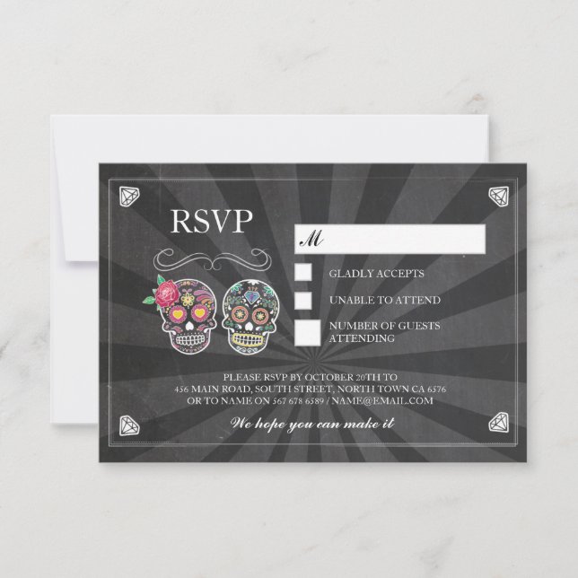 Cartes de mariage à la craie RSVP rustiques avec c (Devant)