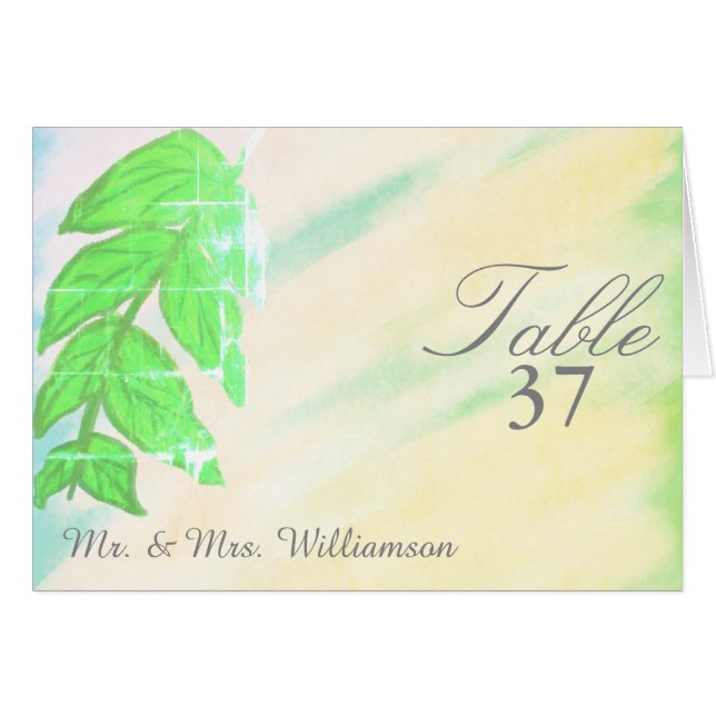 Cartes de Mariage à l'aquarelle de la feuille trop (Devant Horizontal)