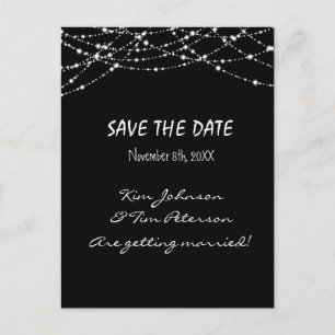 Cartes de mariage à lumières scintillantes noires 