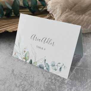 Cartes de Mariage Airy Green et Gold Leaf