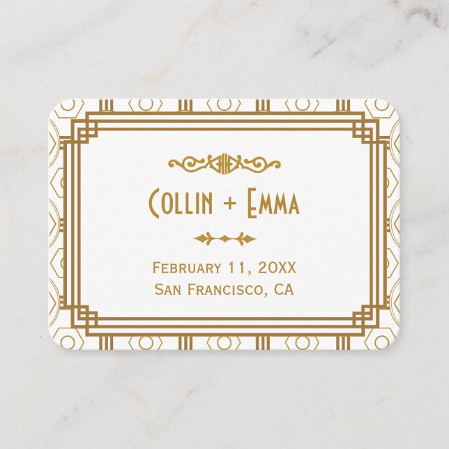 Cartes de Mariage Art Déco Blanc (Devant)