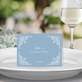 Cartes de Mariage bleu Dusty avec choix de repas