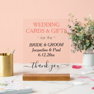 Cartes de mariage corail Dons NOMS Effacer