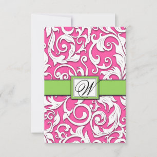 Cartes de mariage damassé RSVP de roses indien et