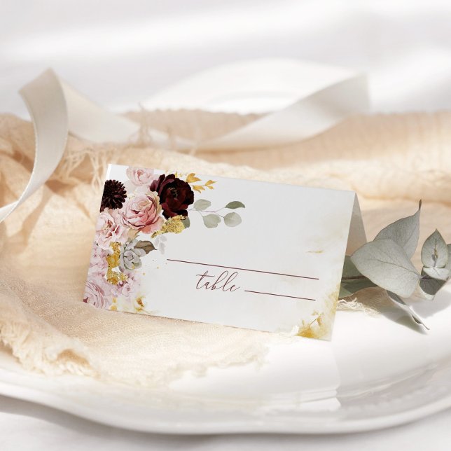 Cartes de mariage de automne en or de Bourgogne (Créateur téléchargé)